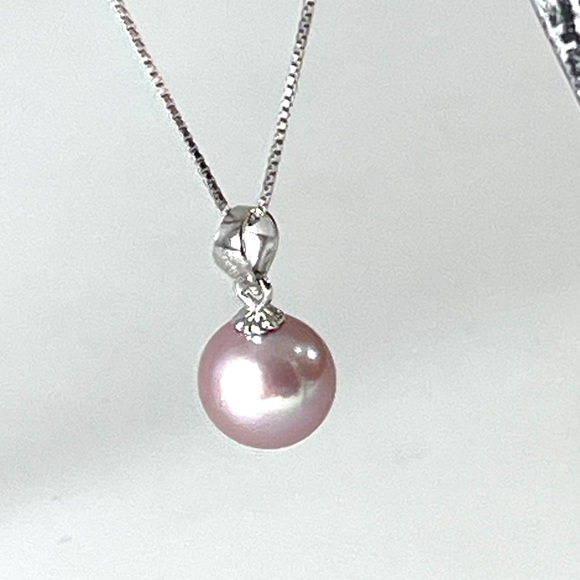 Real Round 3A Purple Freshwater Pearl Pendant 925 Sterling Silver Necklace - Picture 13 of 14